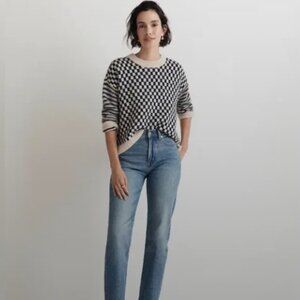 Madewell Cream and Navy Knit Sweater